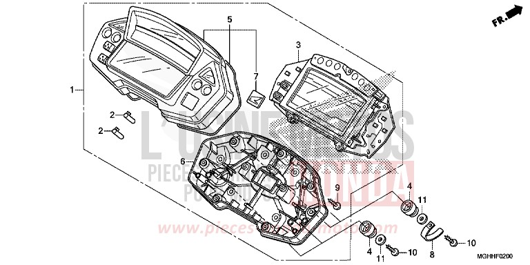 COMPTEUR von VFR1200X "Crosstourer" DCT CANDY PROMINENCE RED (R342B) von 2017